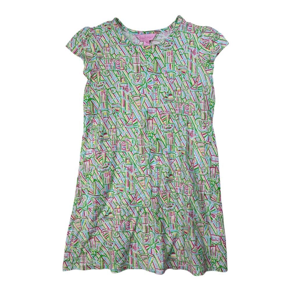 Lilly Pulitzer‎ Girls Little Lilly Shift Dress Rainbow Sailboats Sz Medium
